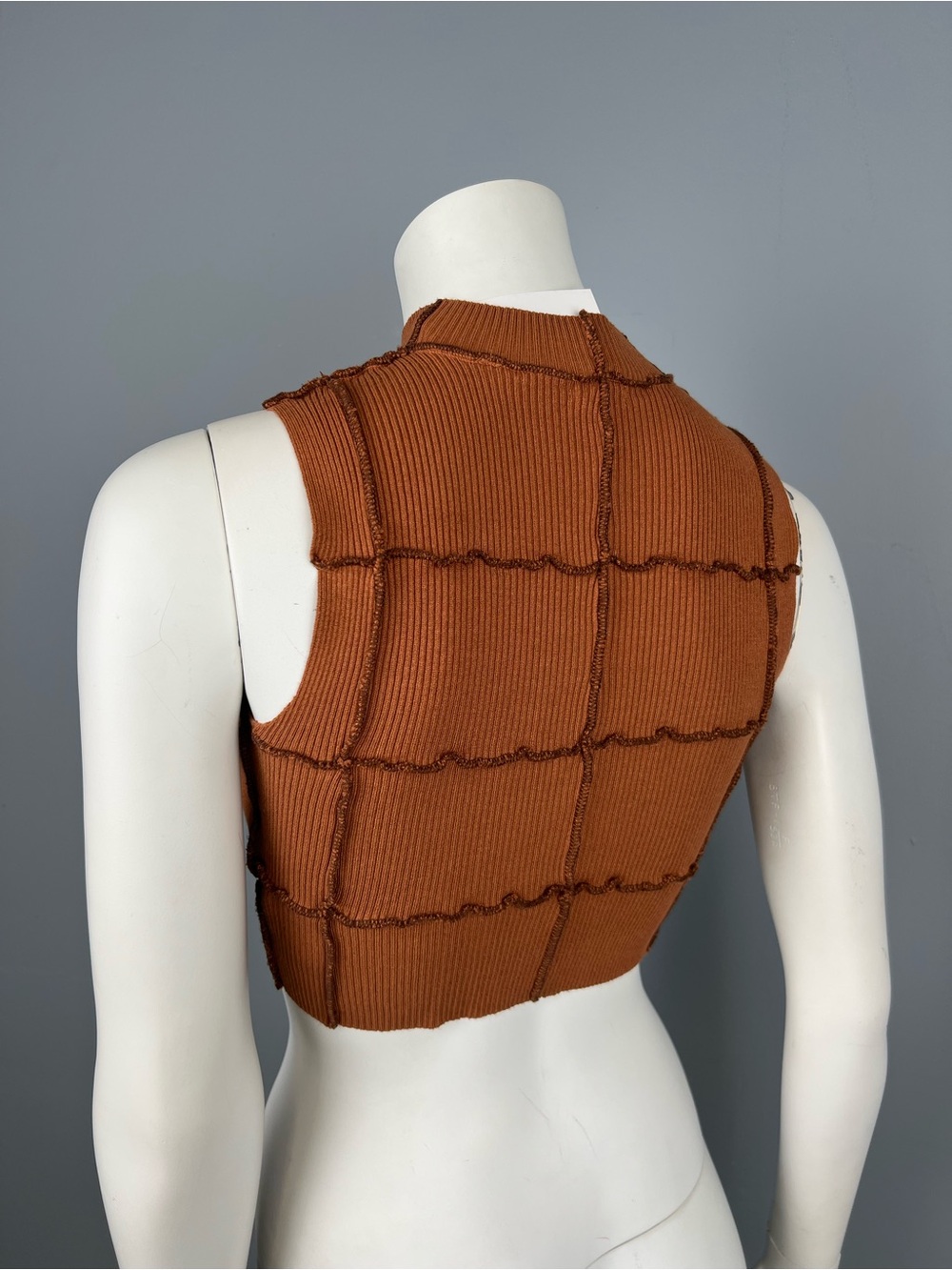 Garage Ribbed Mock Neck Crop Top in Rust - Picture 4 of 5